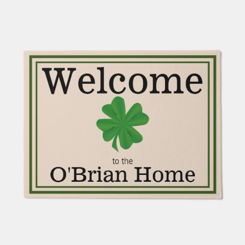 Custom Irish Family Large Welcome with Shamrock Doormat