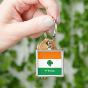 Custom Irish Flag Bottle Opener with Last Name Keychain