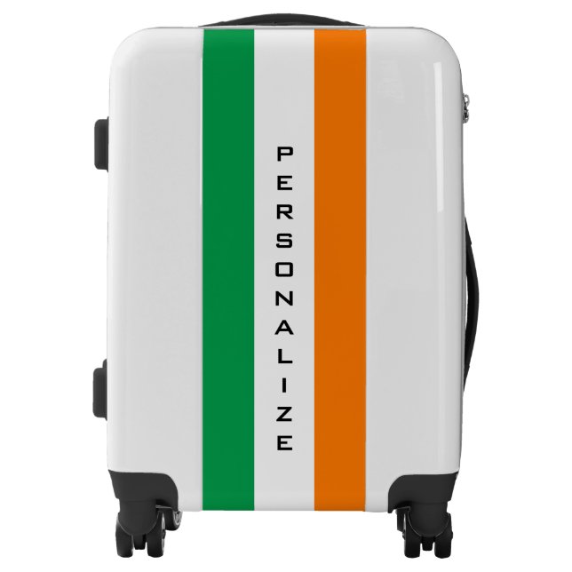 Custom Irish flag carry on luggage suitcase (Front)
