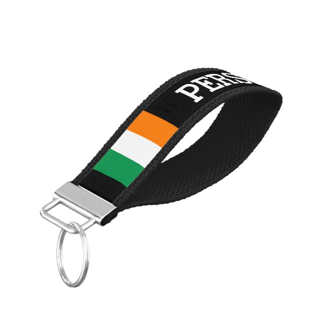 Custom Irish flag wrist keychain for Ireland (Angled Down)