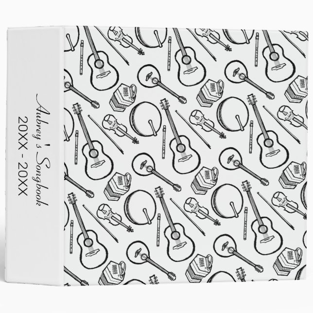 Custom Irish Music Instrument Pattern Binder (Front/Spine)