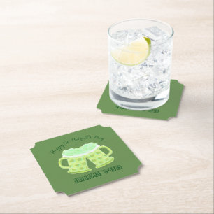 Custom Irish pub coasters with green beers