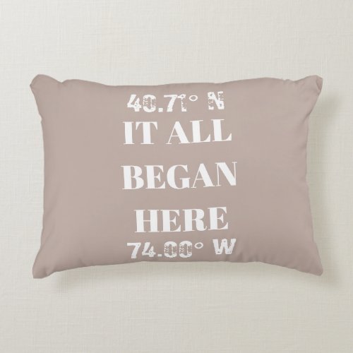 Custom It All Began Coordinates Accent Pillow