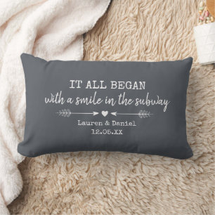 Custom It all began with a smile in the subway gif Lumbar Pillow