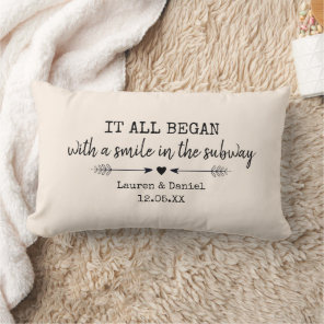 Custom It all began with a smile in the subway gif Lumbar Pillow