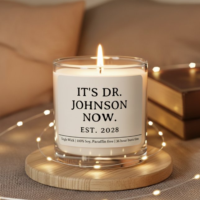 Custom It’s Dr Name Now Candle Gift for New Doctor (Personalized Doctor Candle Gift for Coworkers and Colleagues, Medical School Graduation Candle Gift )
