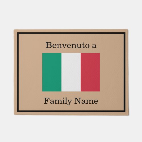 Custom Italian Flag Family Name Door Mat