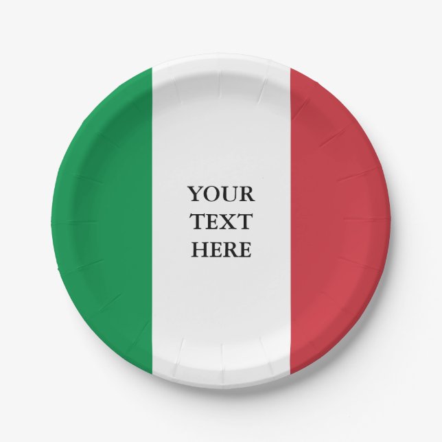 Custom Italian flag of Italy paper party plates (Front)