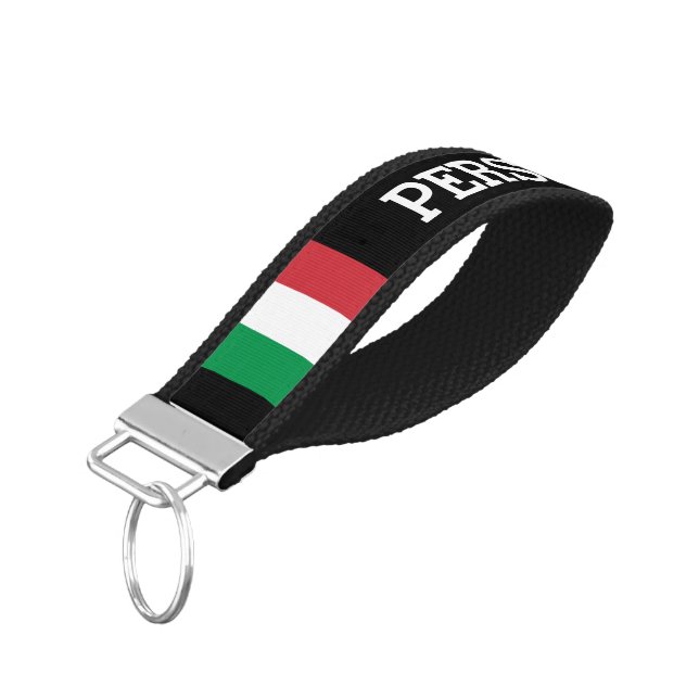 Custom Italian flag wrist keychain for Italy (Angled Down)