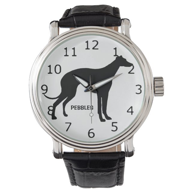 CUSTOM Italian Greyhound Dog Silhouette Watch (Front)