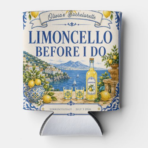 custom italian lemon  bachelorette Bridal party Can Cooler