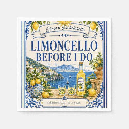 custom italian lemon  bachelorette Bridal party Napkins
