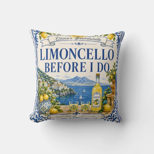 custom italian lemon  bachelorette Bridal party Throw Pillow