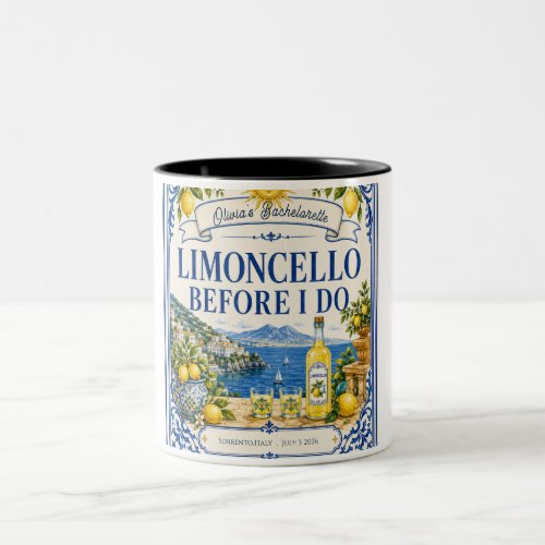 custom italian lemon  bachelorette Bridal party Two-Tone Coffee Mug