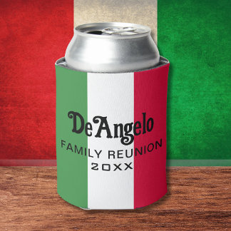 Custom Italian Surname Flag Colors Reunion Can Cooler