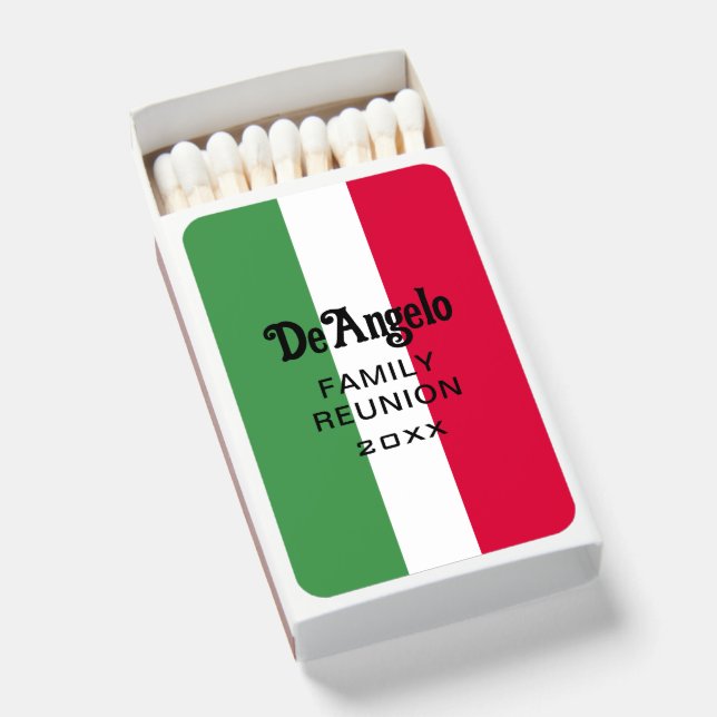 Custom Italian Surname Name Reunion Matchboxes (Front Open)