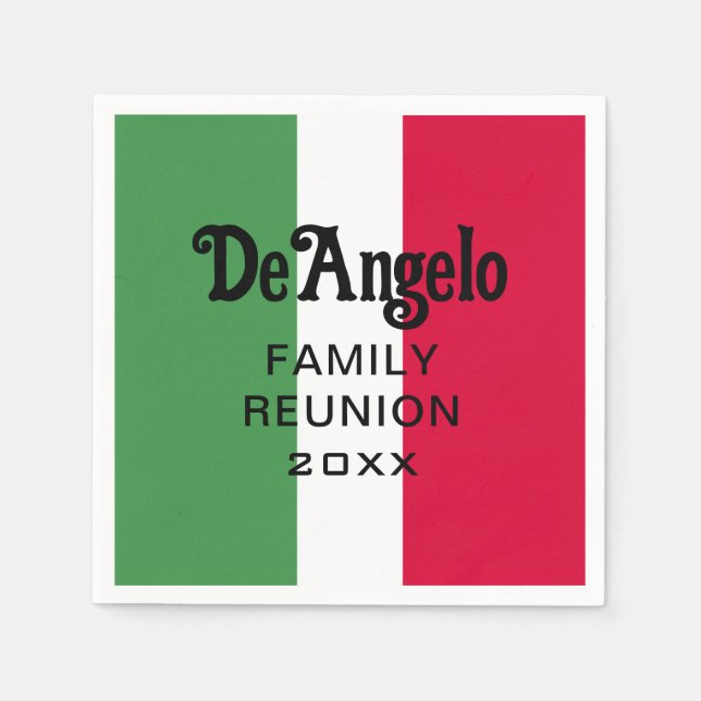 Custom Italian Surname Name Reunion Napkins (Front)