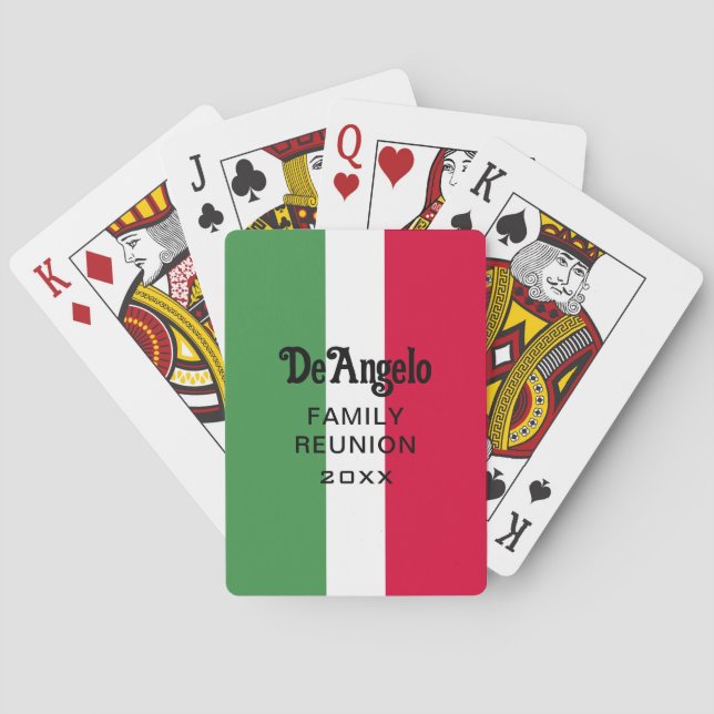 Custom Italian Surname Name Reunion Poker Cards (Back)
