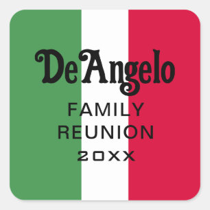 Custom Italian Surname Name Reunion Square Sticker