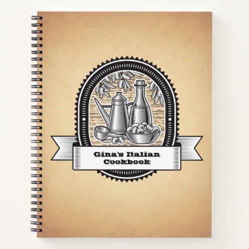 Custom Italian Themed Recipe Book Cookbook Notebook