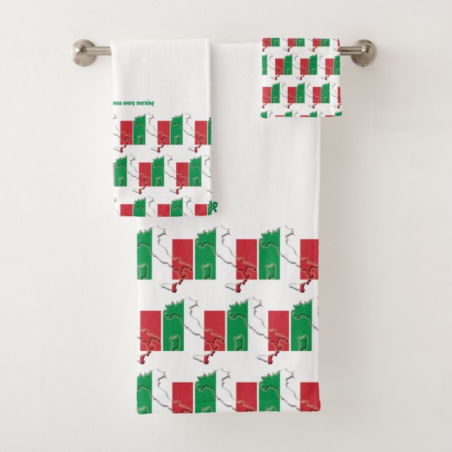 Custom ITALY FLAG Bath Towel Set (Insitu)