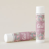 Custom It's A Girl Floral Baby Shower Favor Lip Balm