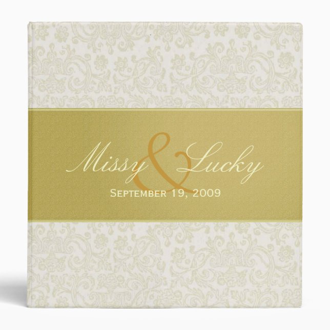 Custom Ivory Lace Wedding Planner 3 Ring Binder (Front)