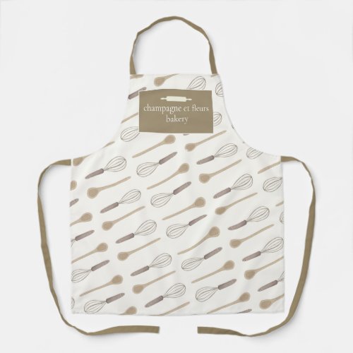 Custom ivory taupe whisk  Spoon Bakery Name Staff Apron