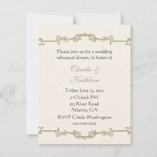 Custom Ivory Wedding Rehearsal Dinner Invitation