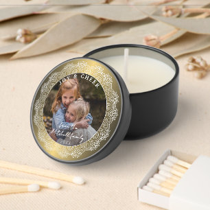Custom Ivory White Mandala Wreath On Faux Gold Mini Candle Favors