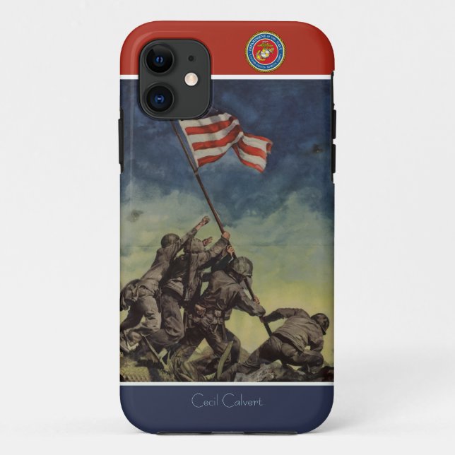 Custom Iwo Jima Flag Marines iPhone Case (Back)