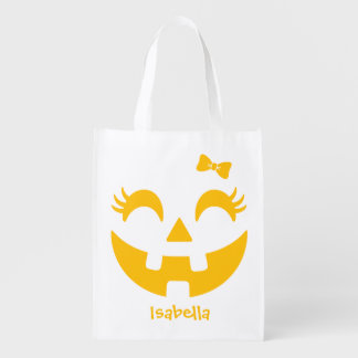 Custom Jack O' Lantern Halloween Trick Or Treat Grocery Bag