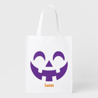 Custom Jack O' Lantern Halloween Trick Or Treat Grocery Bag