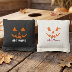 Custom Jack O Lantern Pumpkin Halloween Couple Cornhole Bags