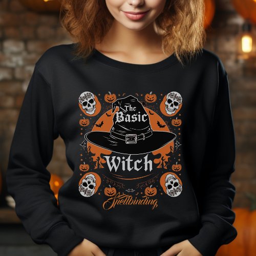 Custom Jack o Lantern Skull Halloween Witch Womens Sweatshirt