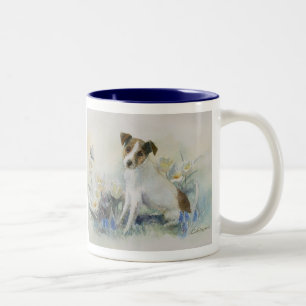 Custom Jack Russell Terrier Watercolor Dog Two-Tone Coffee Mug