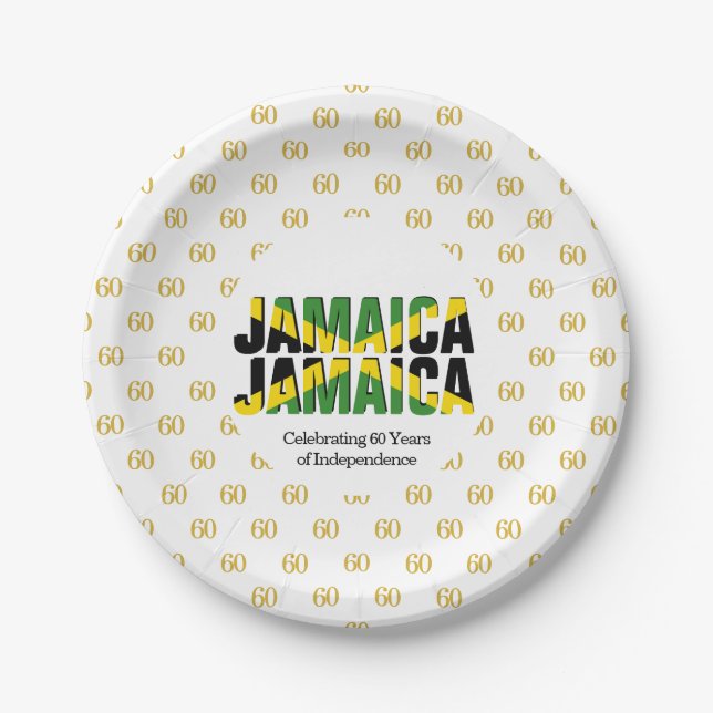 Custom JAMAICA 60th Anniversary Independence Paper Plates (Front)