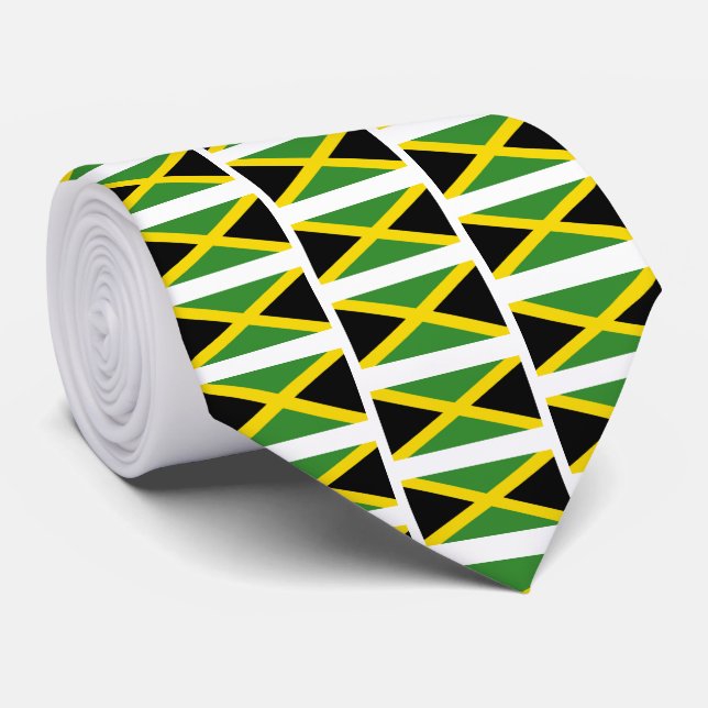Custom JAMAICA FLAG Monogram Neck Tie (Rolled)