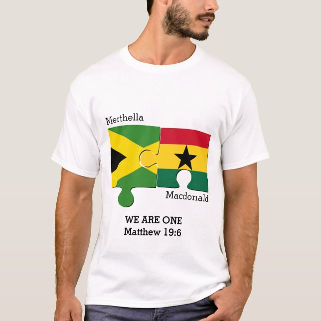 Custom JAMAICA GHANA Christian Flag T-Shirt (Front)
