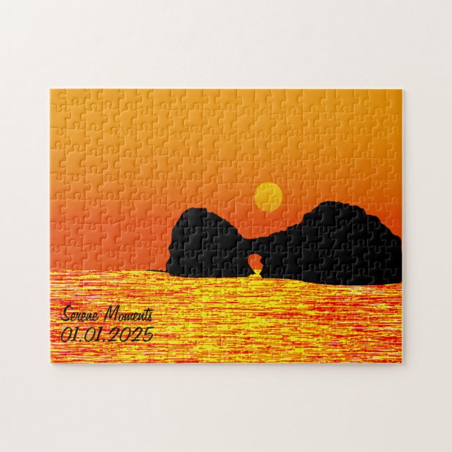 Custom Japan Landscape Travel Aesthetic Orange   Jigsaw Puzzle (Horizontal)