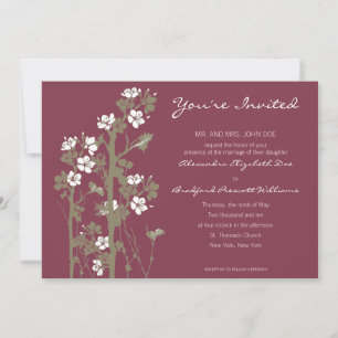 Custom Japanese Floral Wedding Invitation :: plum