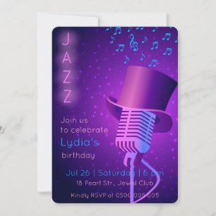 Custom Jazz Club Birthday Invitation