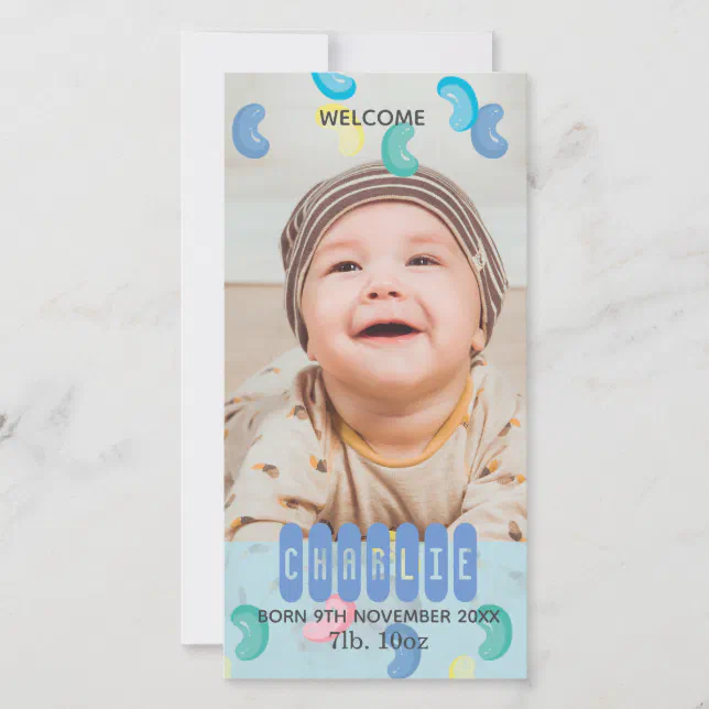 Custom Jelly Beans Baby Photo Announcement Zazzle