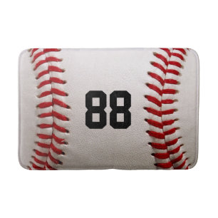 Custom Jersey Number Baseball Player Design Bath Mat
