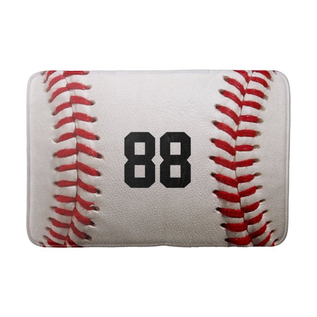 Custom Jersey Number Baseball Player Design Bath Mat (Front)