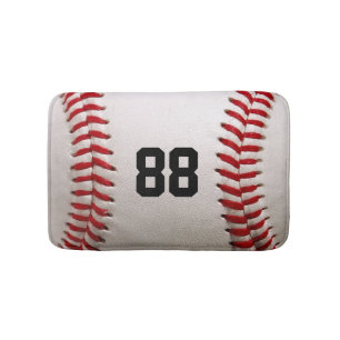 Custom Jersey Number Baseball Player Design Bath Mat