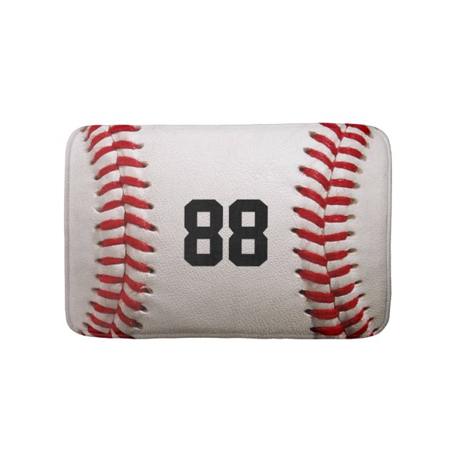 Custom Jersey Number Baseball Player Design Bath Mat (Front)