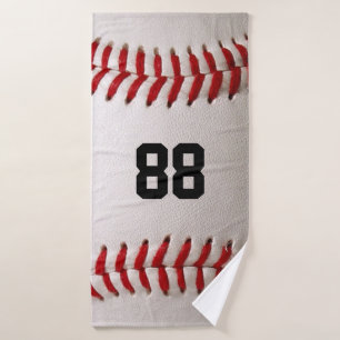 Custom Jersey Number Baseball Player Design Bath Towel