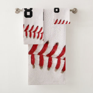 Custom Jersey Number Baseball Player Design Bath Towel Set