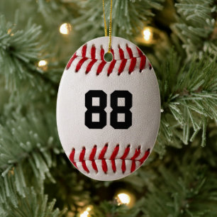 Custom Jersey Number Baseball Player Design Ceramic Ornament